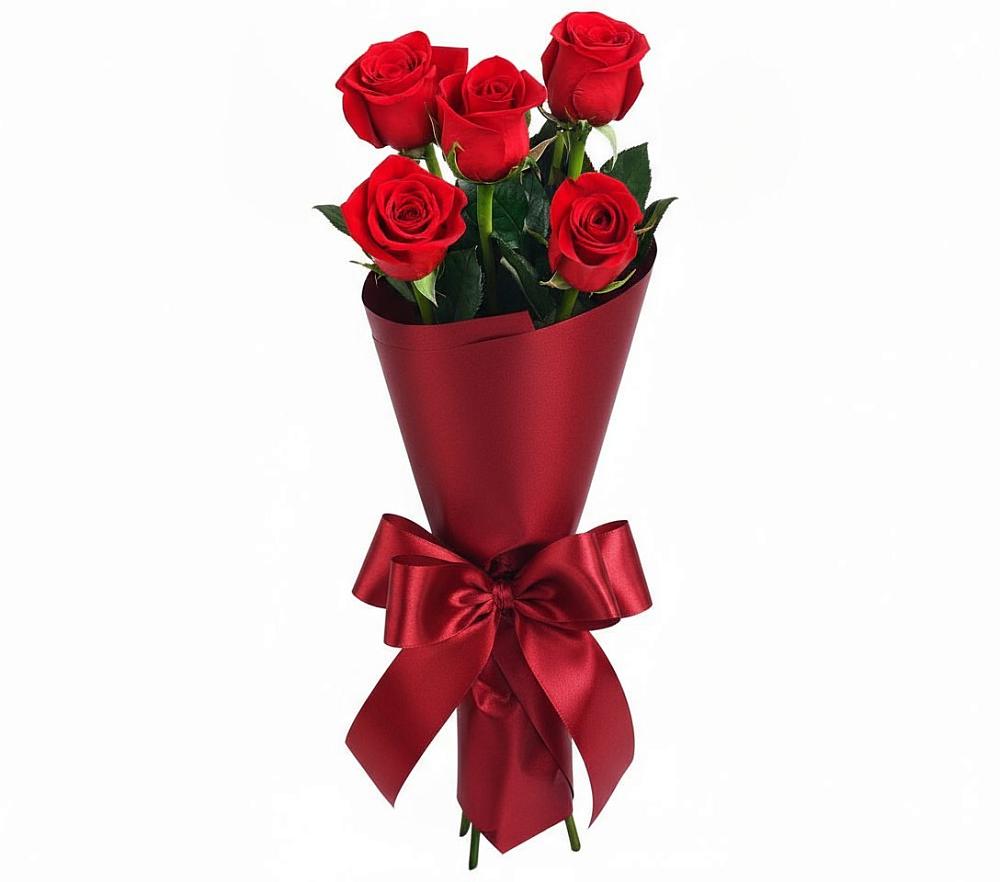 Букет 5 Красных роз Эдлесс Лав в Лямбирь