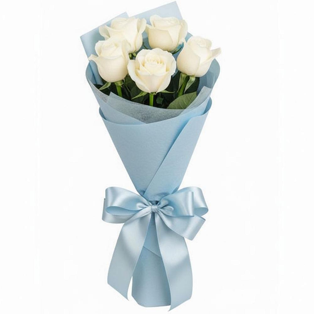 Букет 5 Белых роз Проуд в Лямбирь