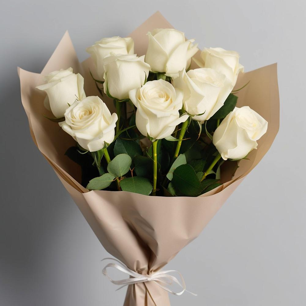 Букет 9 Белых роз Эдлесс Лав в Лямбирь