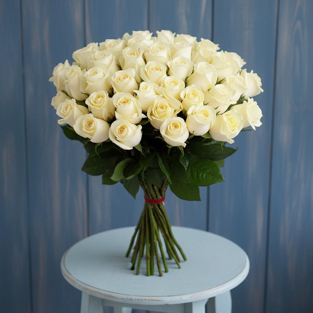 Букет 51 Белая роза Эдлесс Лав в Лямбирь