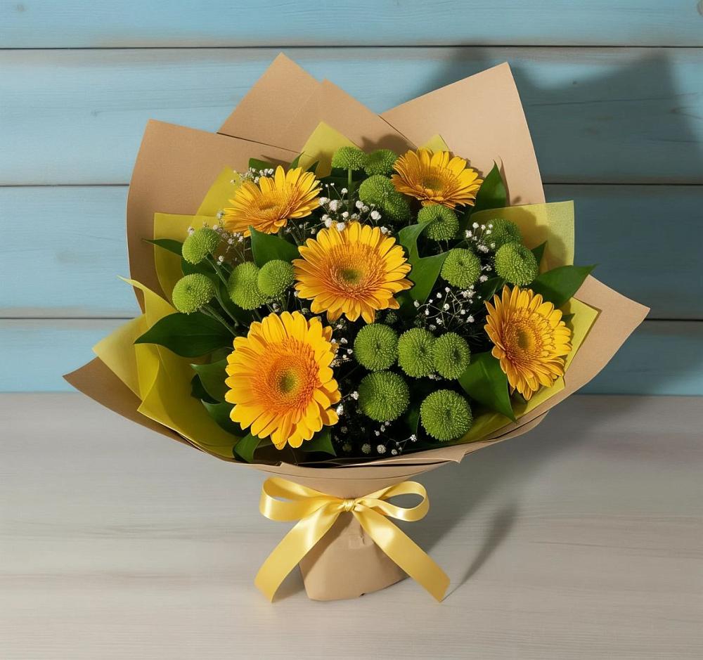 Букет цветов из: Герберы и Хризантемы в Лямбирь