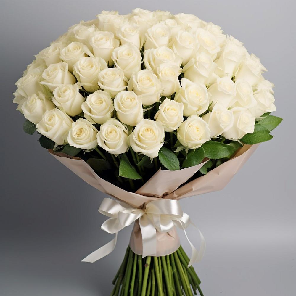 Букет 101 беля роза Белоснежка в Лямбирь