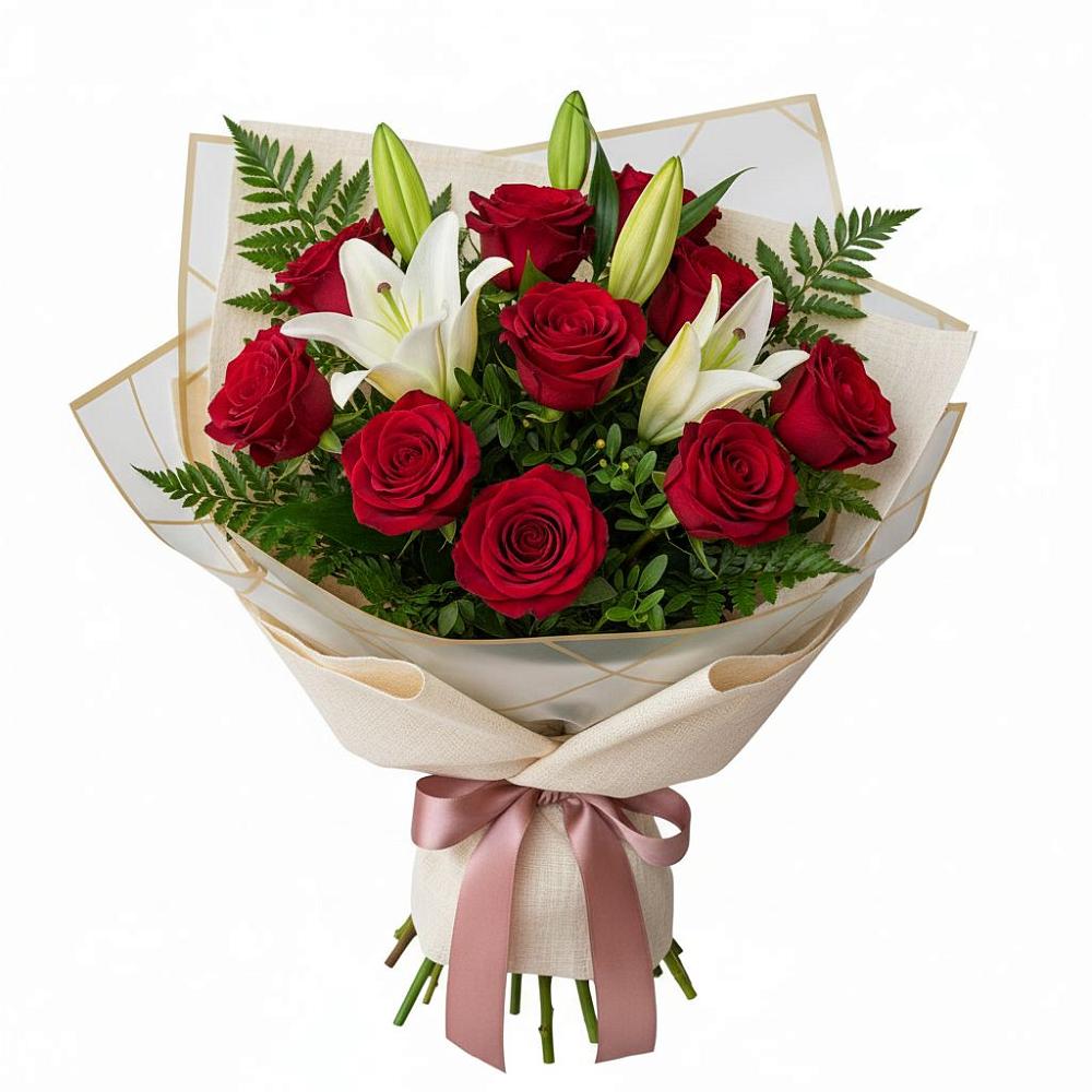 Букет цветов из: Лилии и Розы в Лямбирь