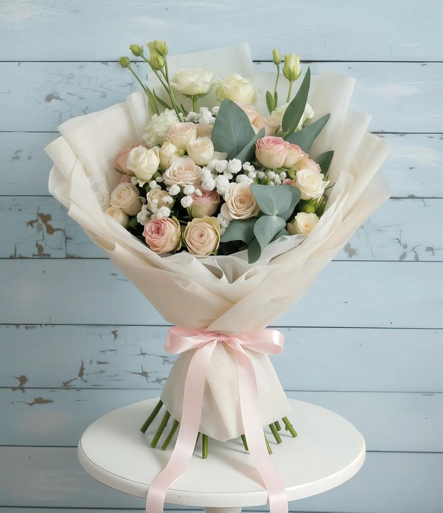 Букет цветов из: Розы и Лизиантусы в Лямбирь