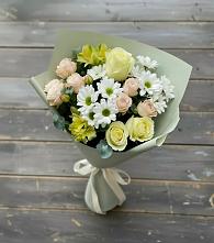 Букет цветов из:  Альстромерии, Розы и Хризантемы в Лямбирь