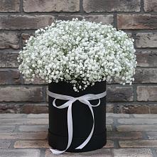 Цветочная композиция из Гипсофила в шляпной коробке в Лямбирь